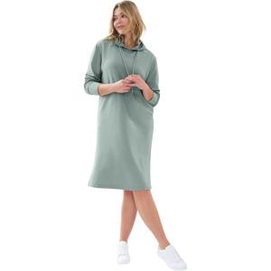 ellos Plus Size French Terry Hooded Sweatshirt Dress(Grey Spruce)