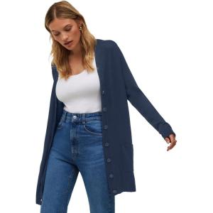 ellos Plus Size Long Button Front Cardigan(Navy)