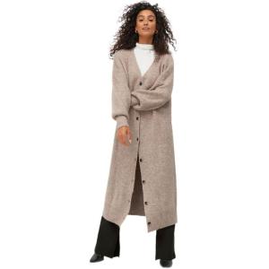 ellos Plus Size Stretch Button Front Duster Cardigan Sweater(Heather Beige)