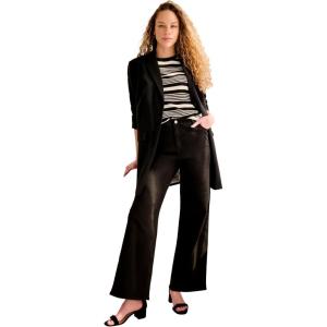 ellos Plus Size Stretch High-Waist Wide Leg Jeans(Black Wash)