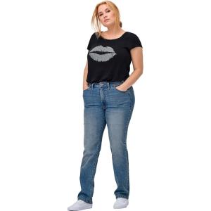 ellos Plus Size Stretch Mid-Rise Adjustable Waist Straight Jean(Light Stonewash)