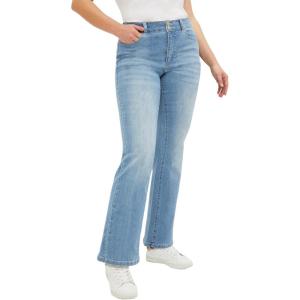 ellos Plus Size Stretch Mid-Rise Back Elastic Bootcut Jeans(Light Stonewash)