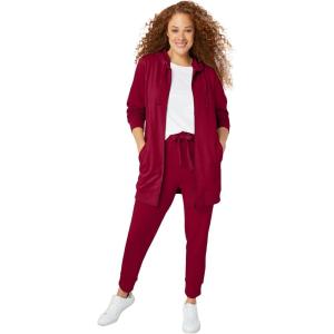 ellos Plus Size Studio French Terry Drawstring Elastic Waistband Jogger – 3X, Rich Burgundy