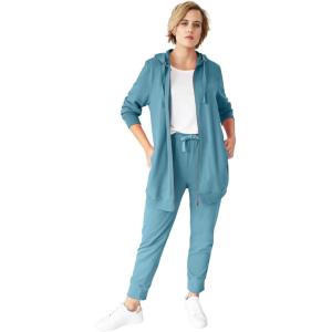 ellos Plus Size Studio French Terry Drawstring Elastic Waistband Jogger(Blue Sea)