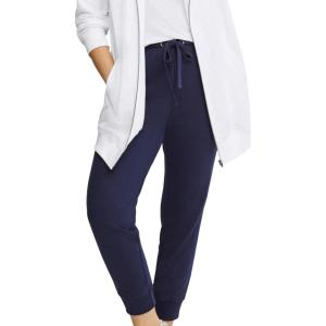 ellos Plus Size Studio French Terry Drawstring Elastic Waistband Jogger(Navy)