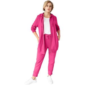 ellos Plus Size Studio French Terry Drawstring Elastic Waistband Jogger(Raspberry Sorbet)