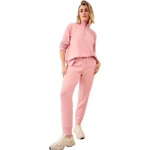ellos Plus Size Studio French Terry Drawstring Elastic Waistband Jogger(Wood Rose Pink)