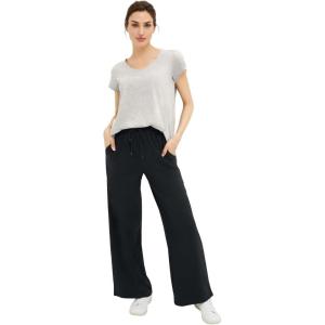 ellos Plus Size Wide Leg French Terry Sweatpant(Black)