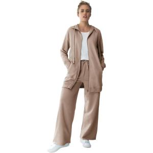 ellos Plus Size Wide Leg French Terry Sweatpant(Dark Taupe)