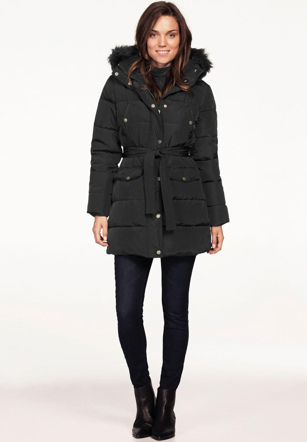 image:imageEllos Plus Size Belted Puffer CoatBlack