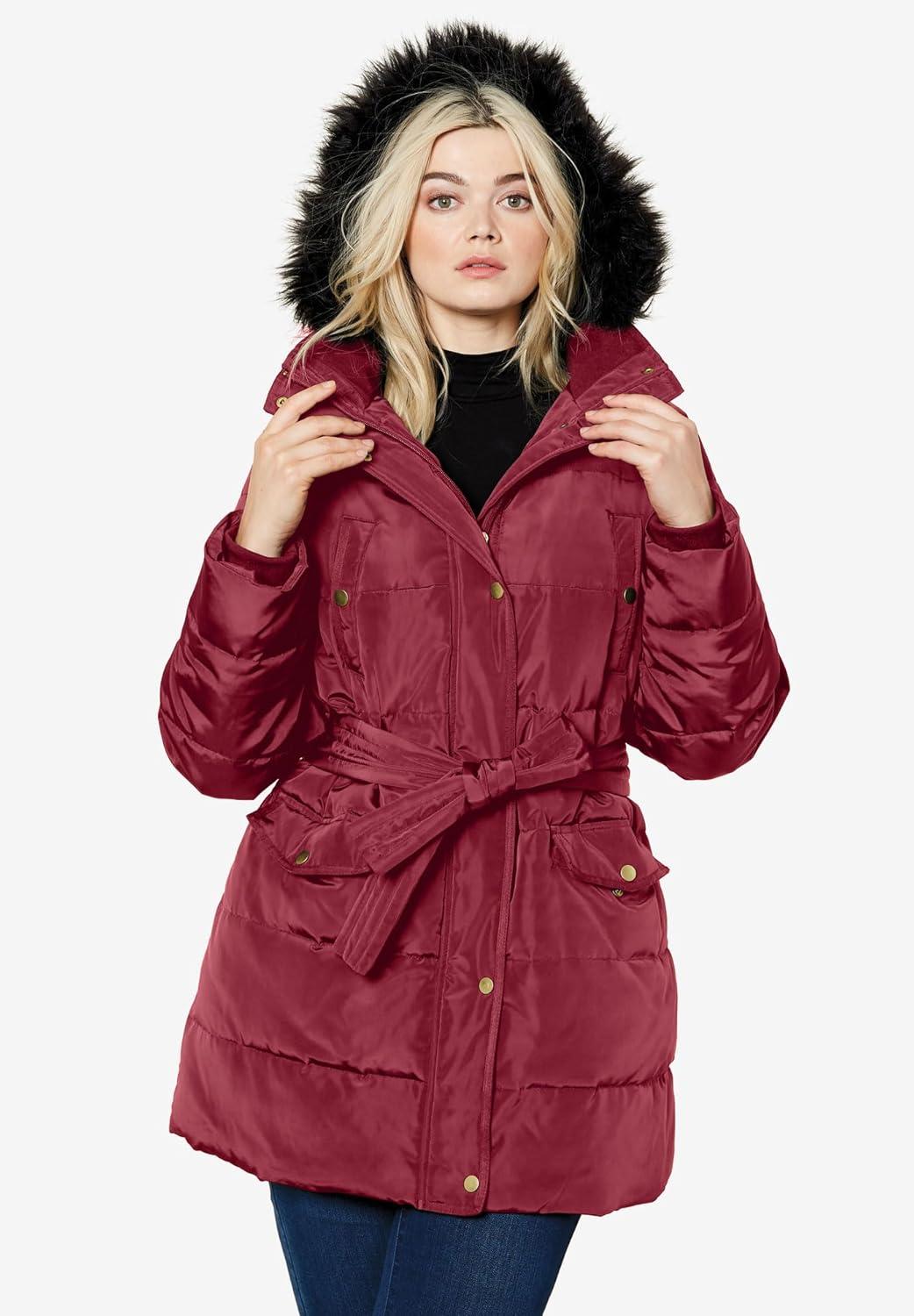 image:imageEllos Plus Size Belted Puffer CoatBlack