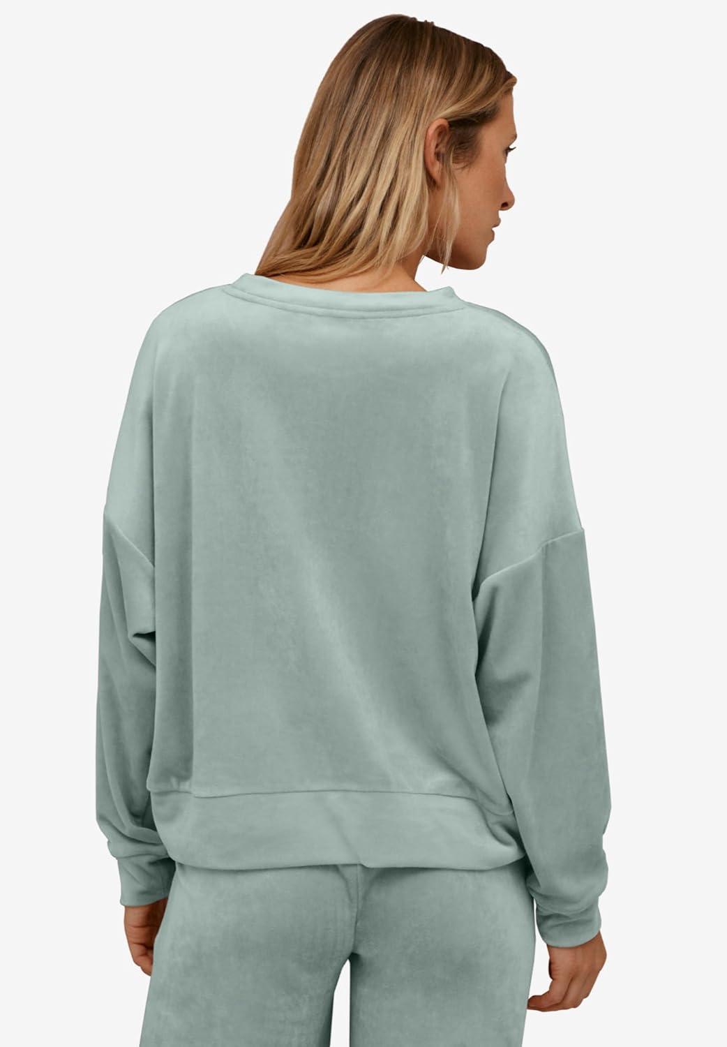 image:imageEllos Plus Size Boxy Velour Lounge SweatshirtLilac Blush