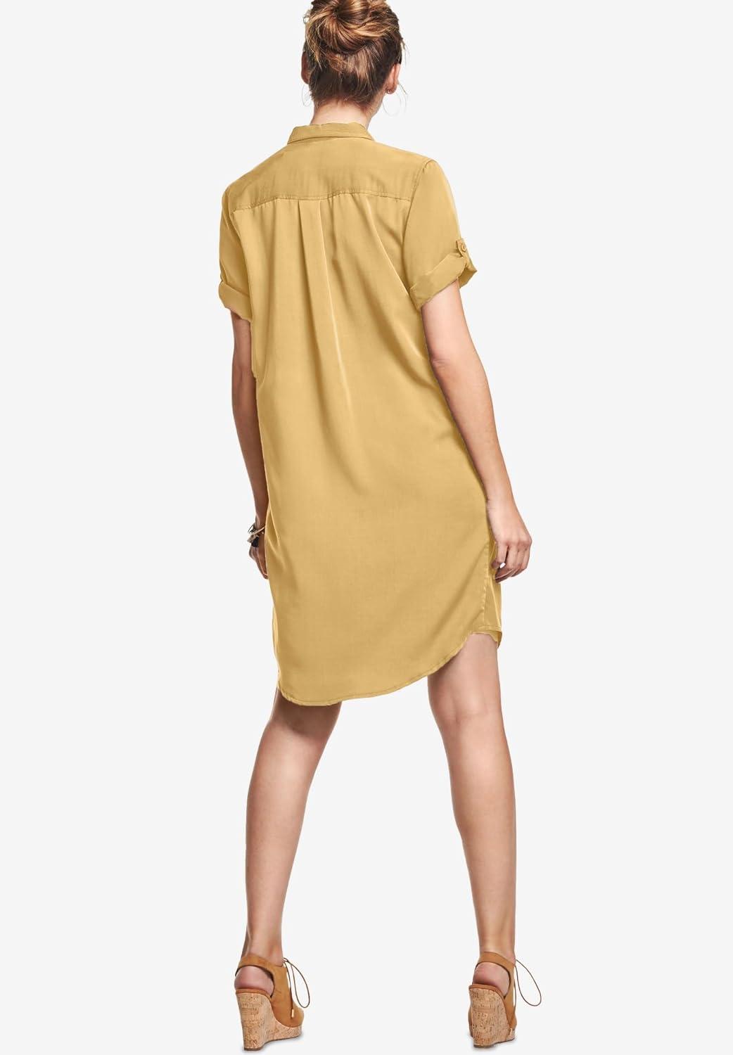 image:imageEllos Plus Size Button Front Linen ShirtdressBlack
