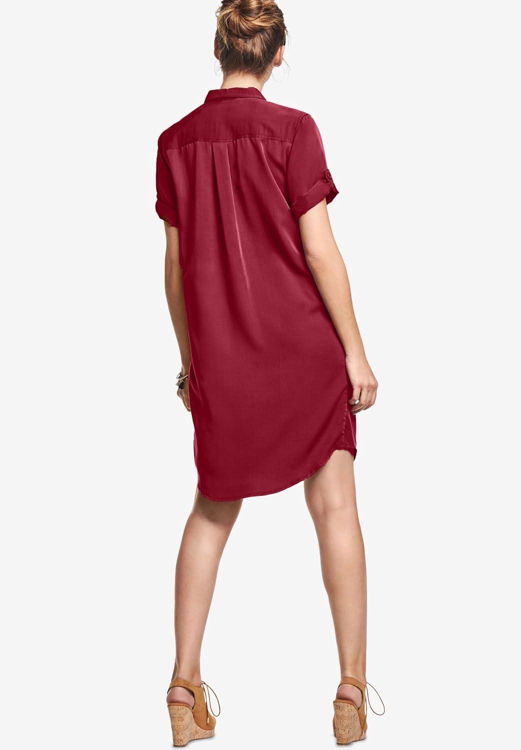 image:imageEllos Plus Size Button Front Linen ShirtdressFresh Pomegranate