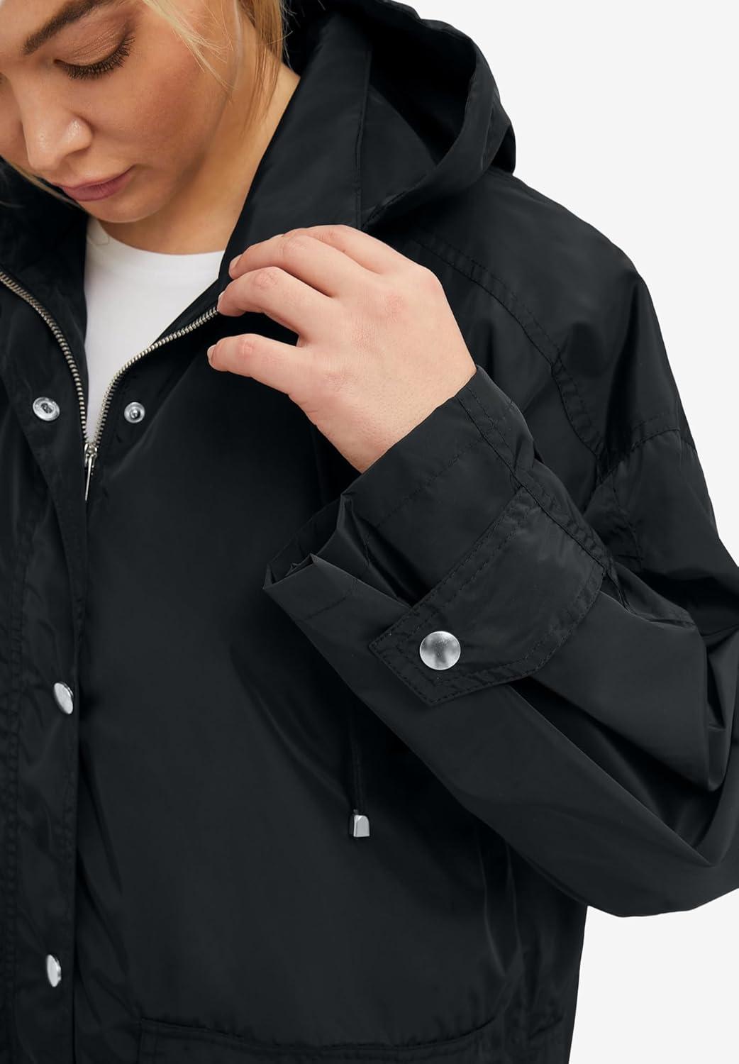 image:imageEllos Plus Size Hooded ALine RaincoatBlack
