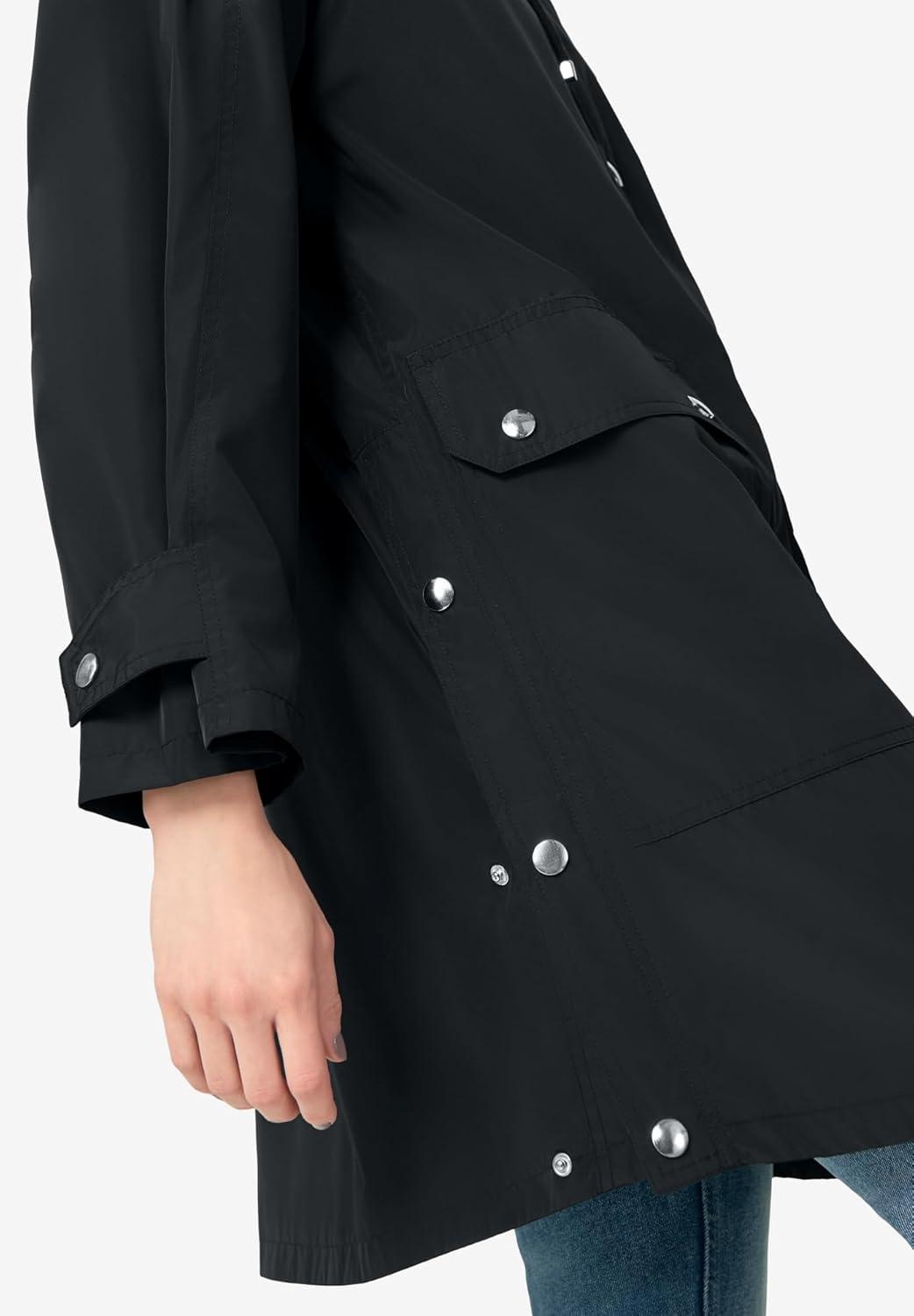 image:imageEllos Plus Size Hooded ALine RaincoatBlack