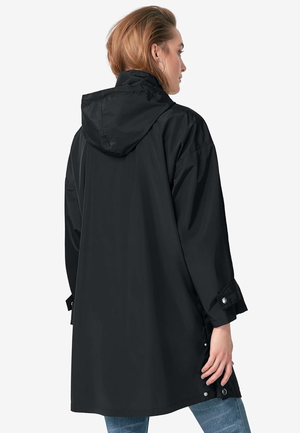 image:imageEllos Plus Size Hooded ALine RaincoatBlack