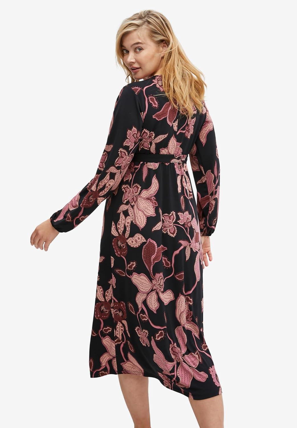 image:imageEllos Plus Size Knit Surplice Midi Dress with SelfTieBlack Berry Floral