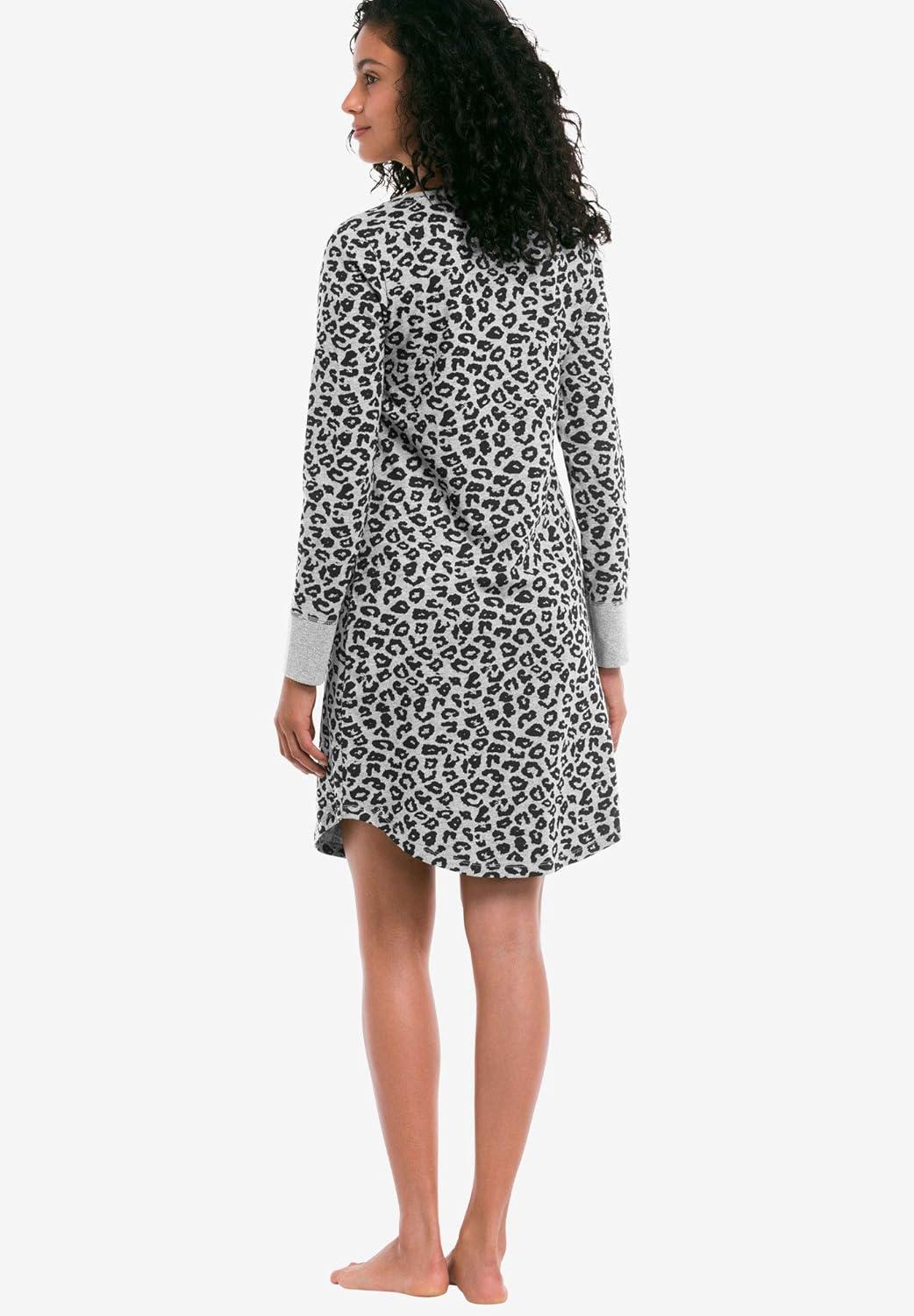 image:imageEllos Plus Size Long Sleeve Henley SleepshirtHeather Grey Floral
