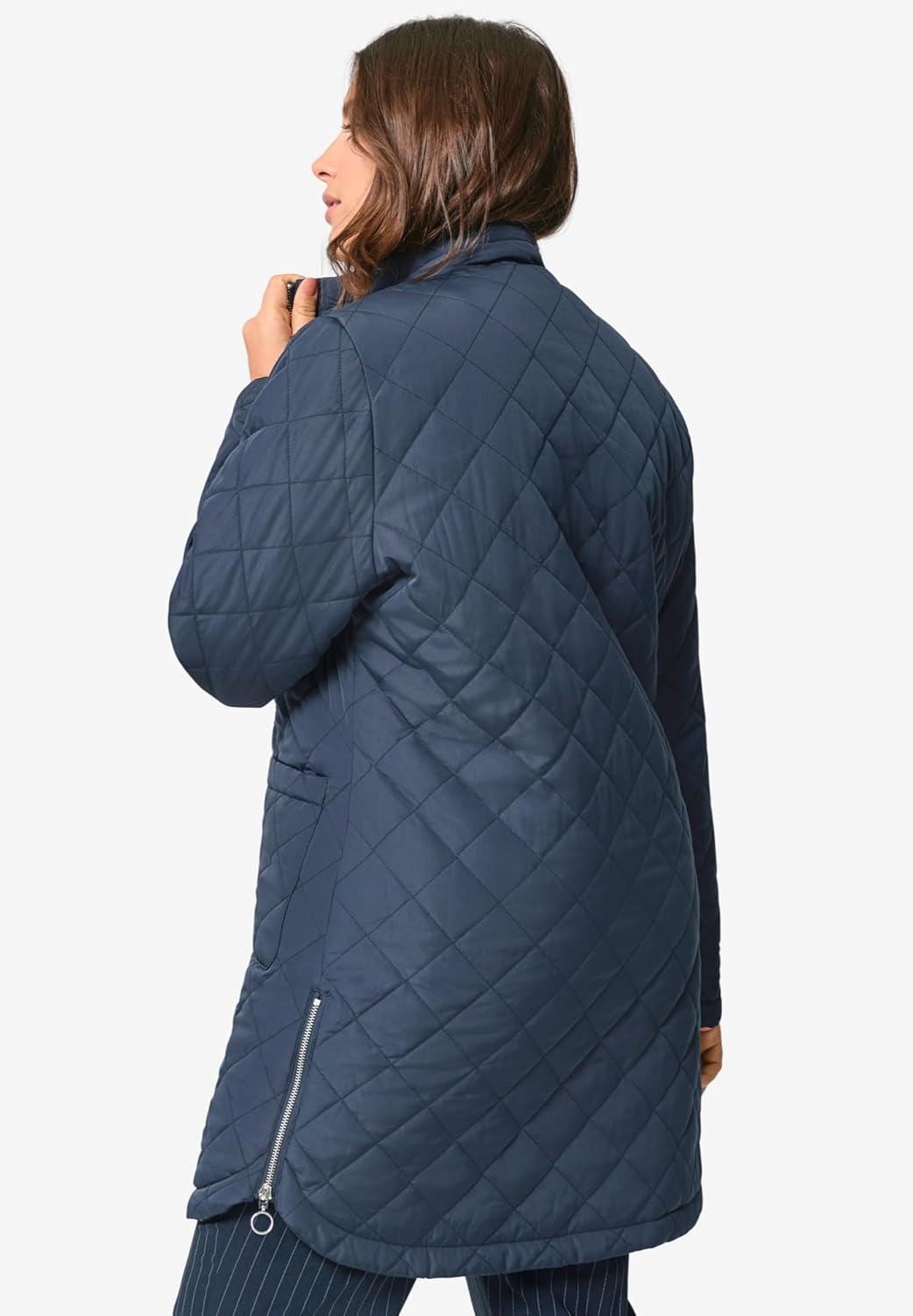 image:imageEllos Plus Size Quilted Zip JacketNavy