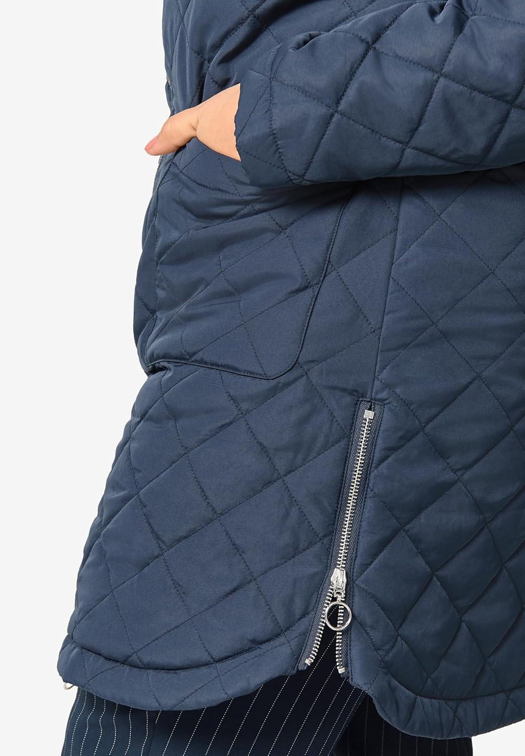 image:imageEllos Plus Size Quilted Zip JacketNavy