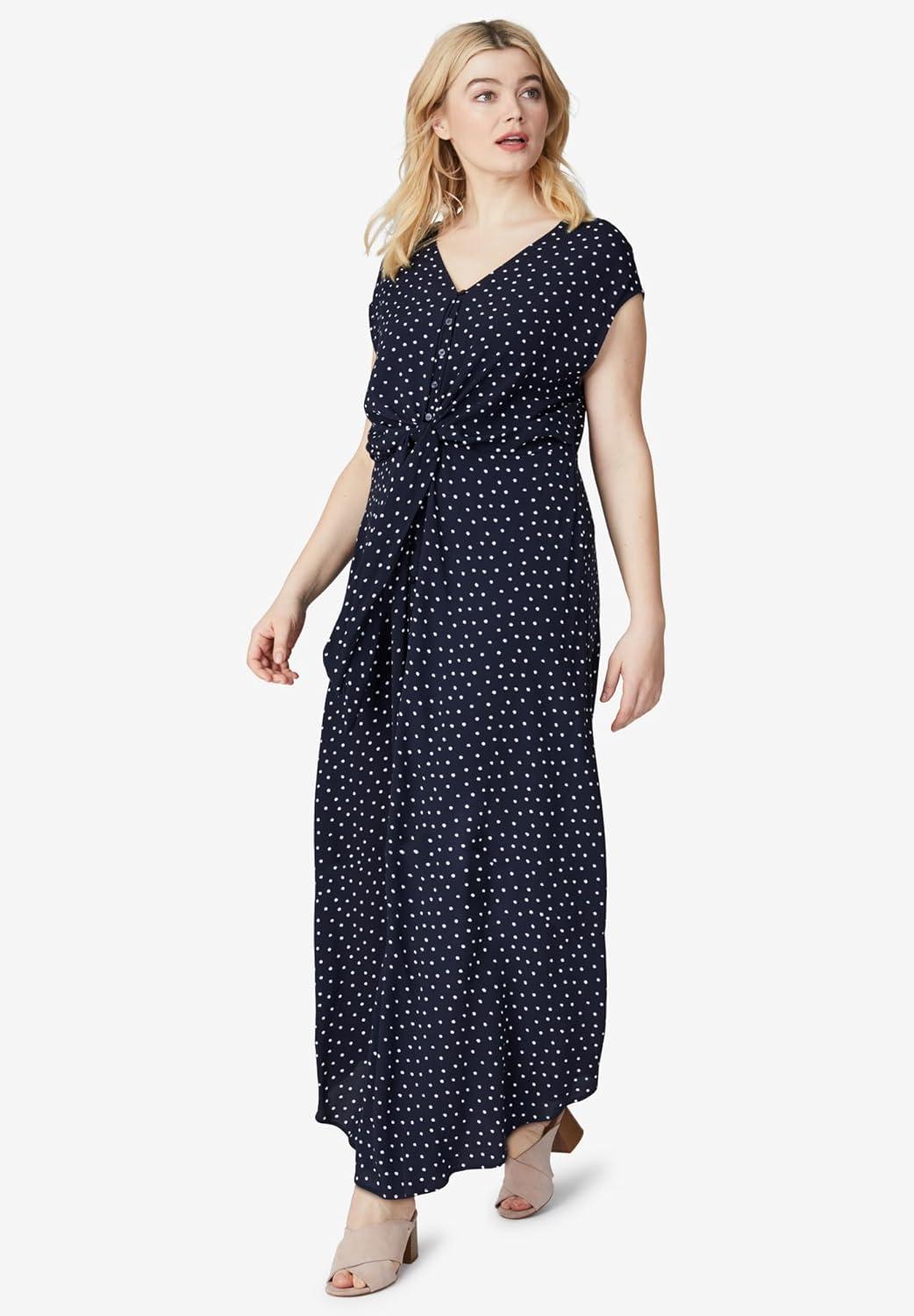 image:imageEllos Plus Size TieFront Maxi DressPink Frost Floral