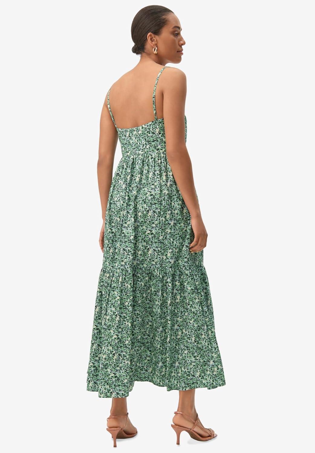 image:imageEllos Plus Size Tiered Cotton Maxi DressBlue Violet Print