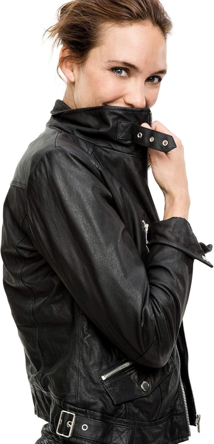 image:imageEllos Plus Size Zip Front Leather JacketBlack