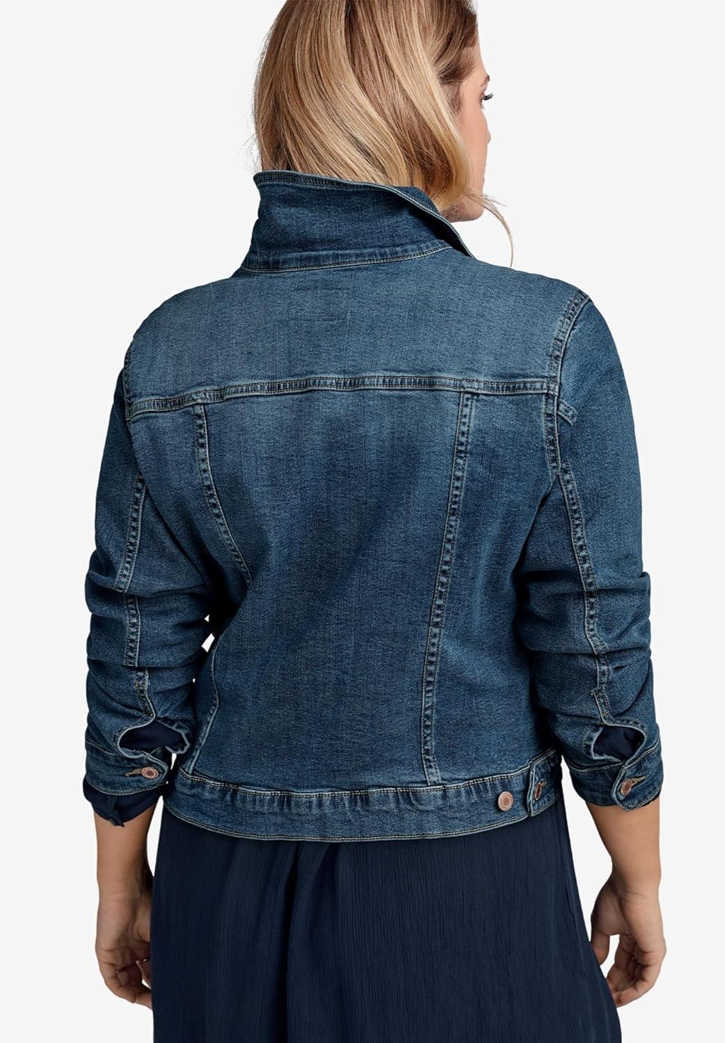 image:imageEllos Womens Plus Size Classic Denim Jacket Oversized Jean JacketMedium Stonewash