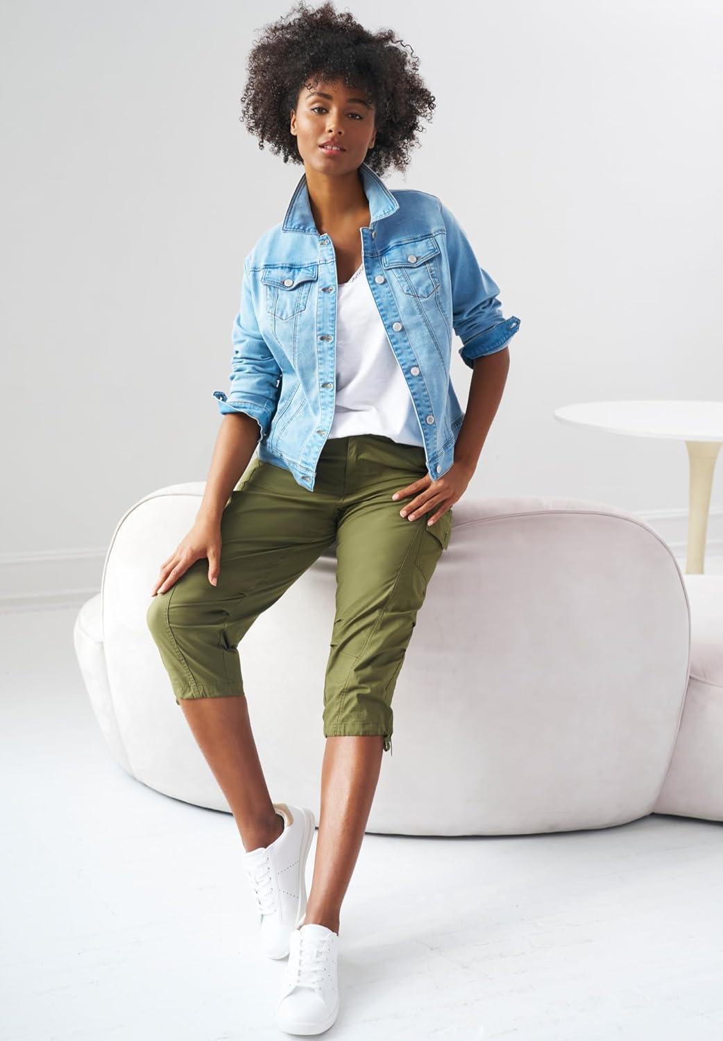 image:imageEllos Womens Plus Size Classic Denim Jacket Oversized Jean JacketMedium Stonewash