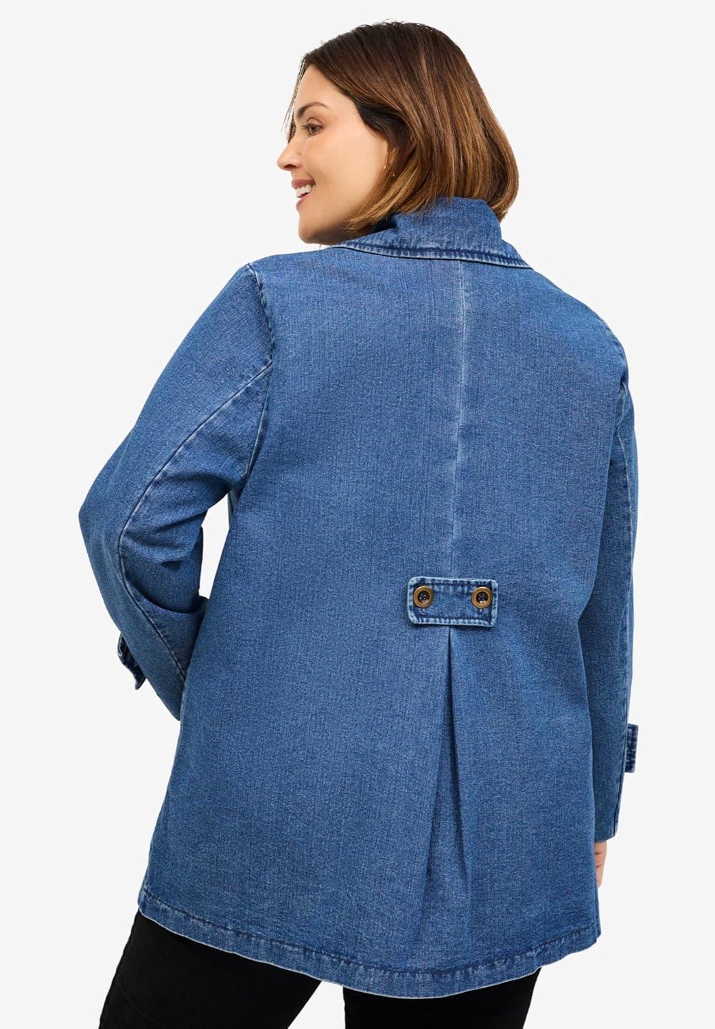 image:imageellos Plus Size Button Front Denim ALine JacketStonewash