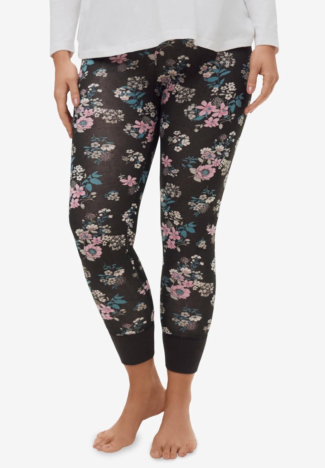 image:imageellos Plus Size Cotton Spandex Pull On Sleep LeggingHeather Charcoal Star