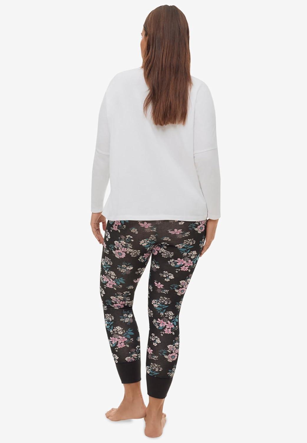 image:imageellos Plus Size Cotton Spandex Pull On Sleep LeggingHeather Charcoal Star