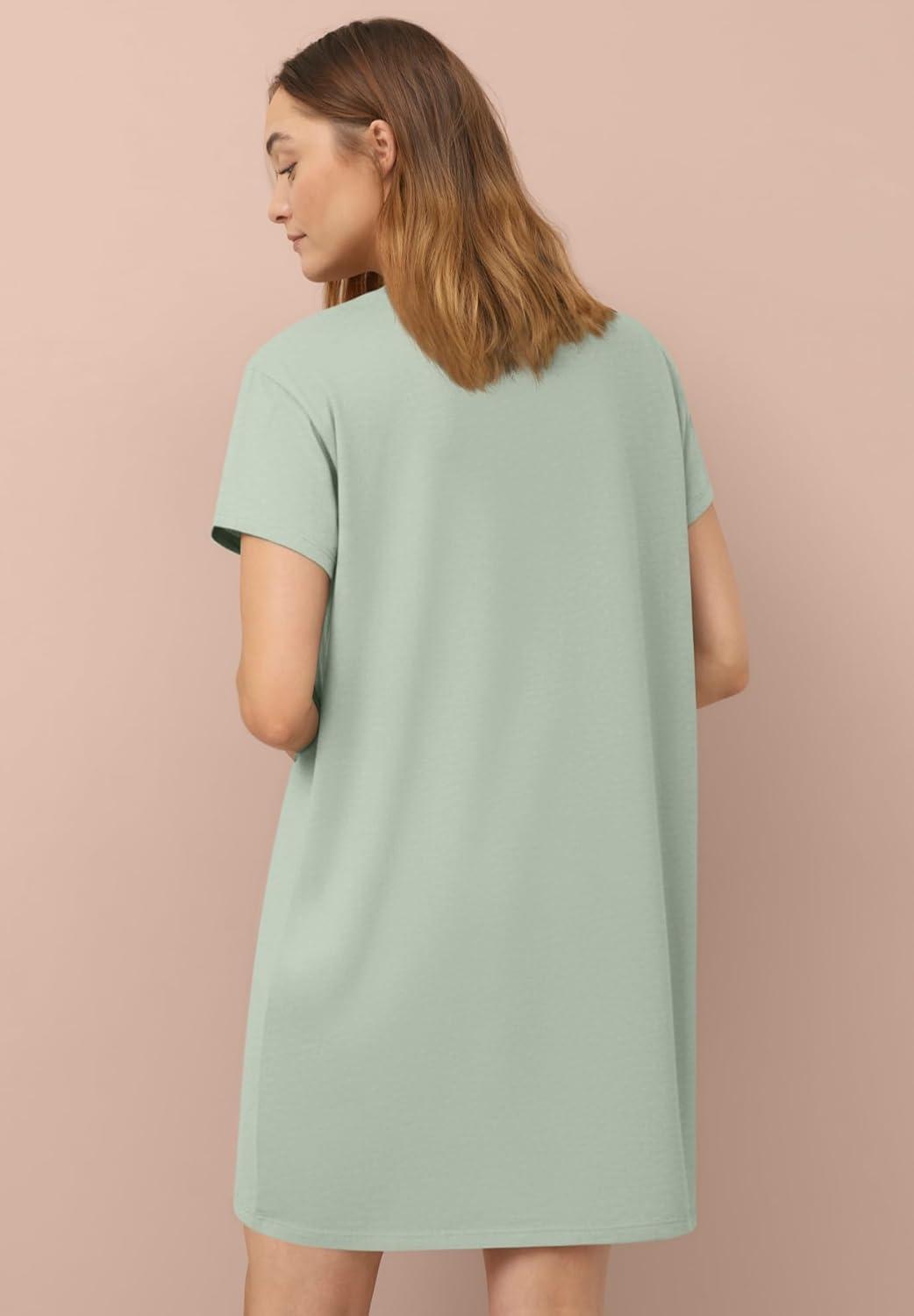 image:imageellos Plus Size Cotton Spandex Vneck Short Sleeve Sleep ShirtDesert Sage Sleep Well