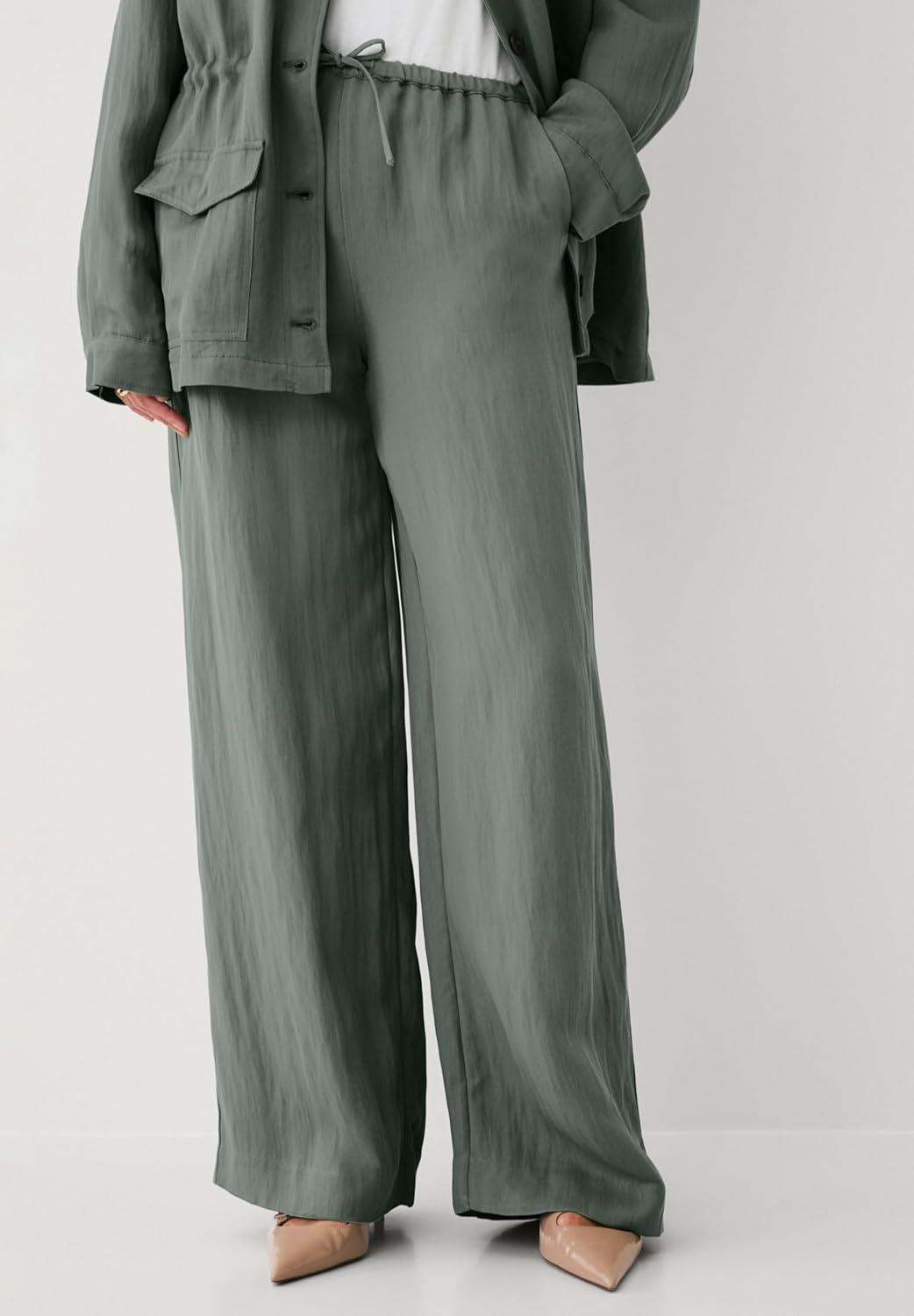 image:imageellos Plus Size Drapey Wide Leg PantDesert Green