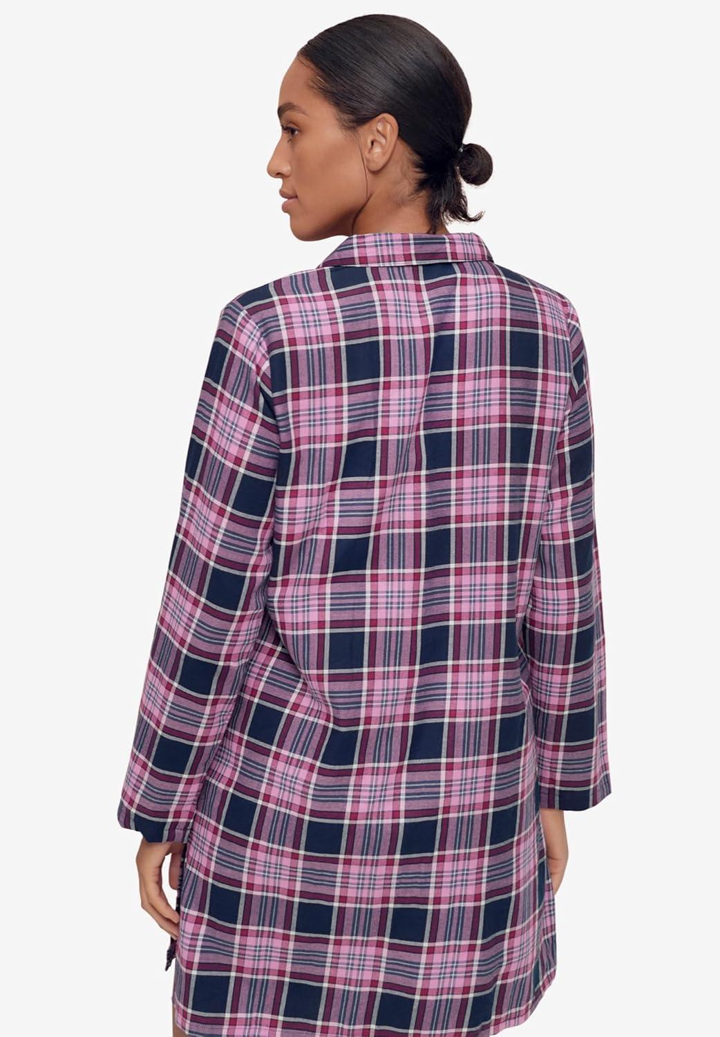 image:imageellos Plus Size Flannel Sleep ShirtMidnight Berry Plaid