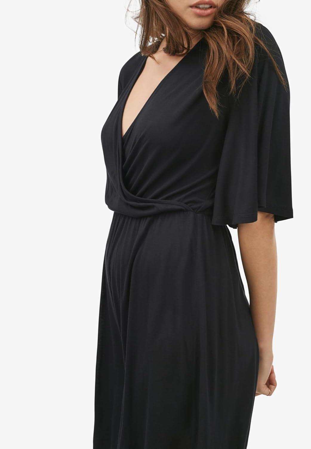 image:imageellos Plus Size Flutter Sleeve Surplice RomperBlack