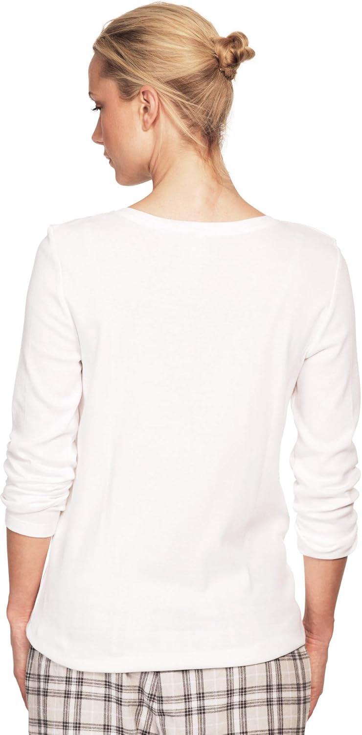 image:imageellos Plus Size Long Sleeve Henley Sleep TeeWhite