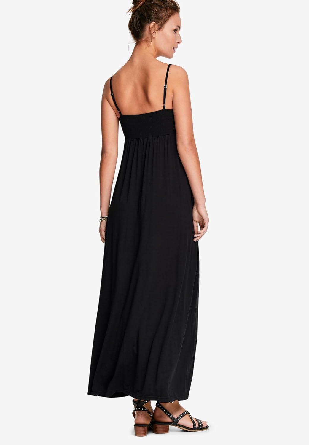 image:imageellos Plus Size Stretch Knit Surplice Tank Maxi DressBlack