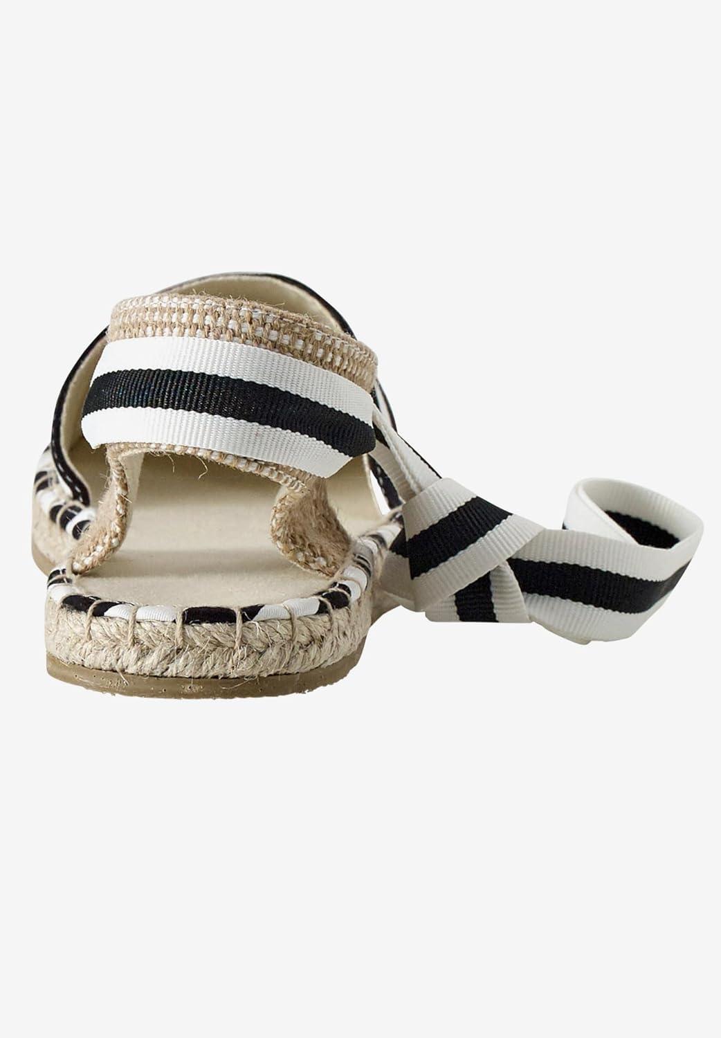image:imageellos Womens Wide Width LaceUp Flat EspadrillesBlack White Stripe