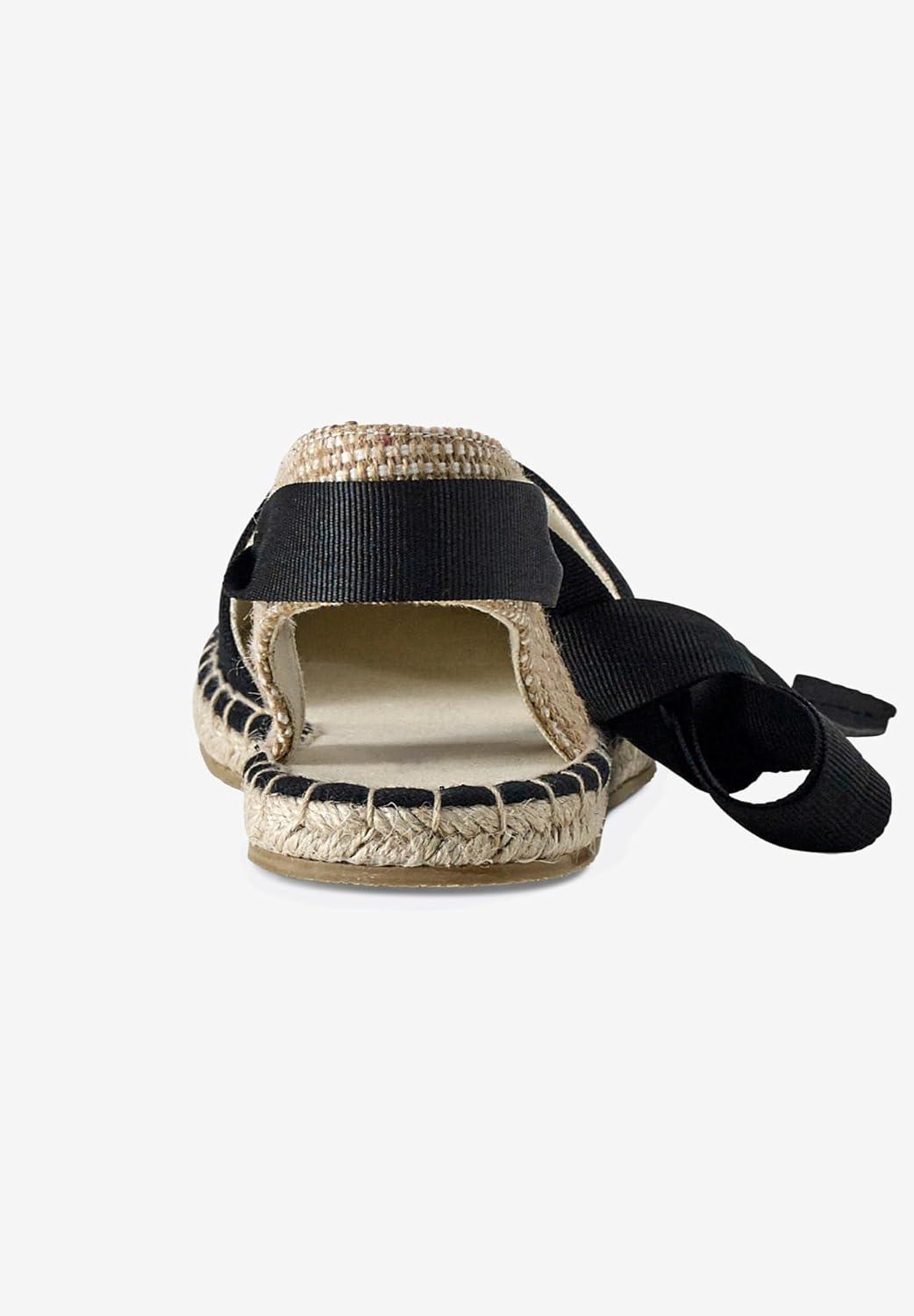 image:imageellos Womens Wide Width LaceUp Flat EspadrillesBlack White Stripe