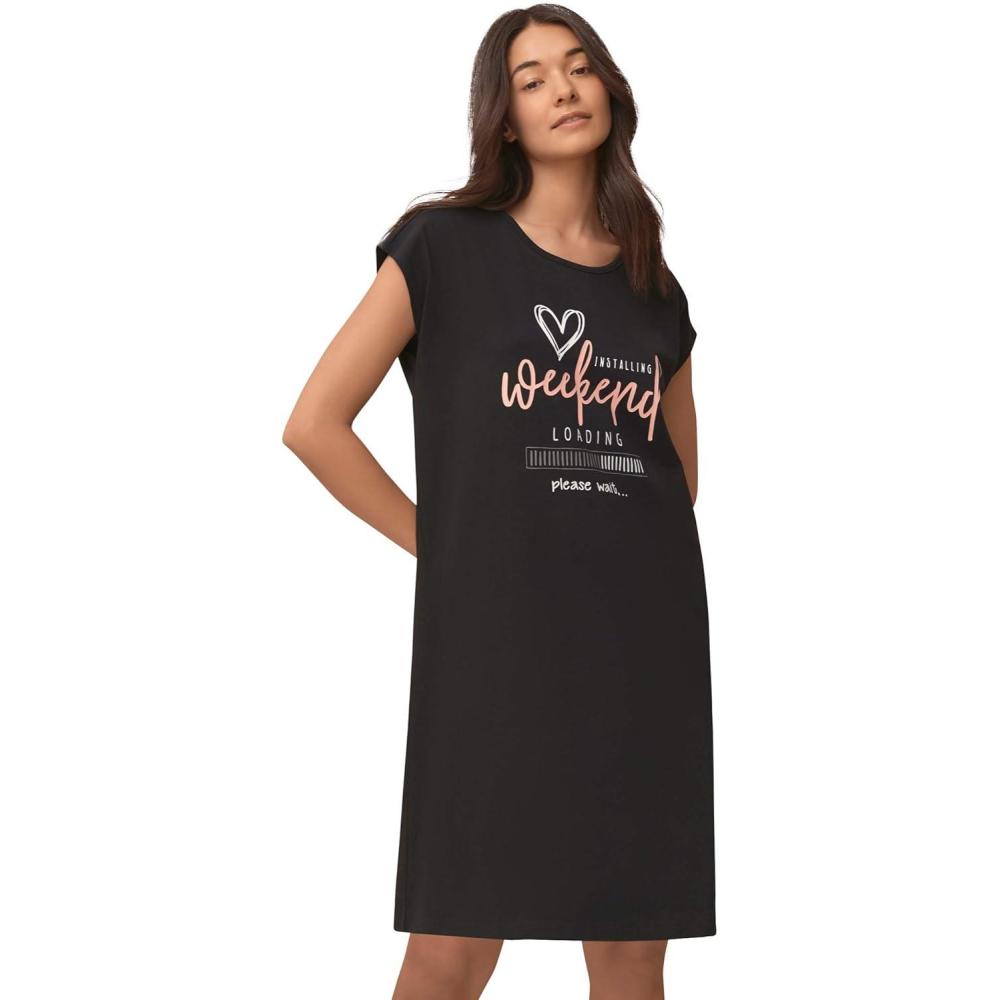 image:imageEllos Plus Size Cap Sleeve Sleep ShirtBlack Weekend