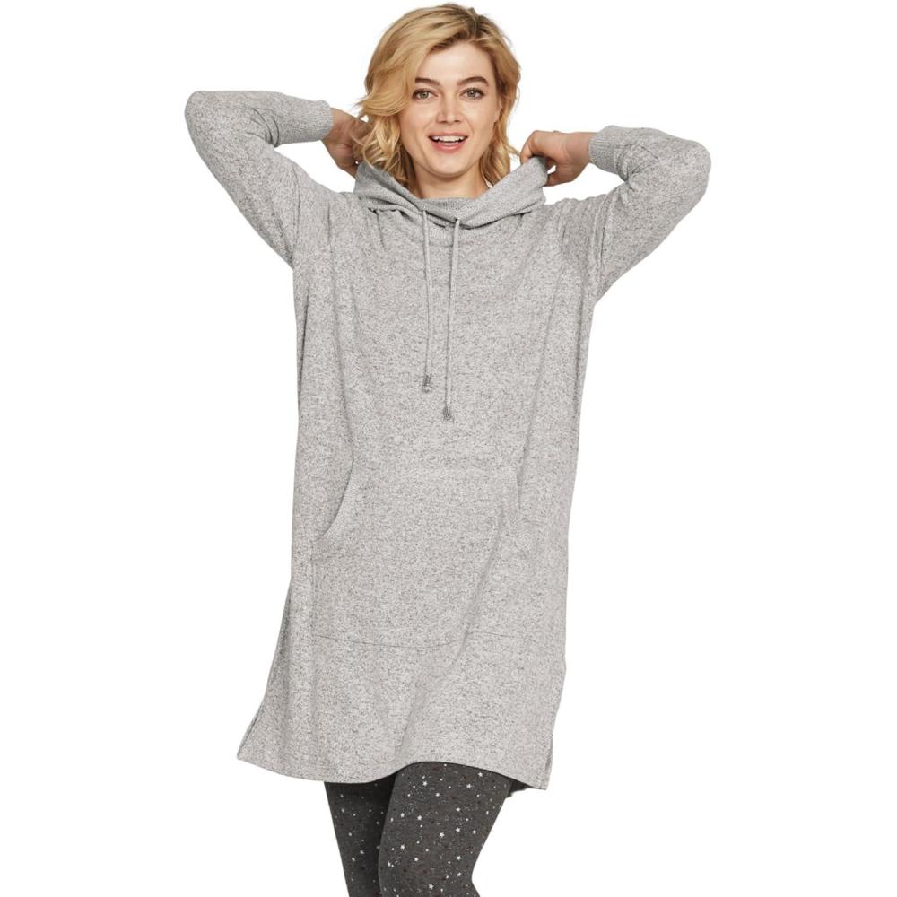 image:imageEllos Plus Size FunnelNeck Lounge Sweatshirt TunicMarled Grey