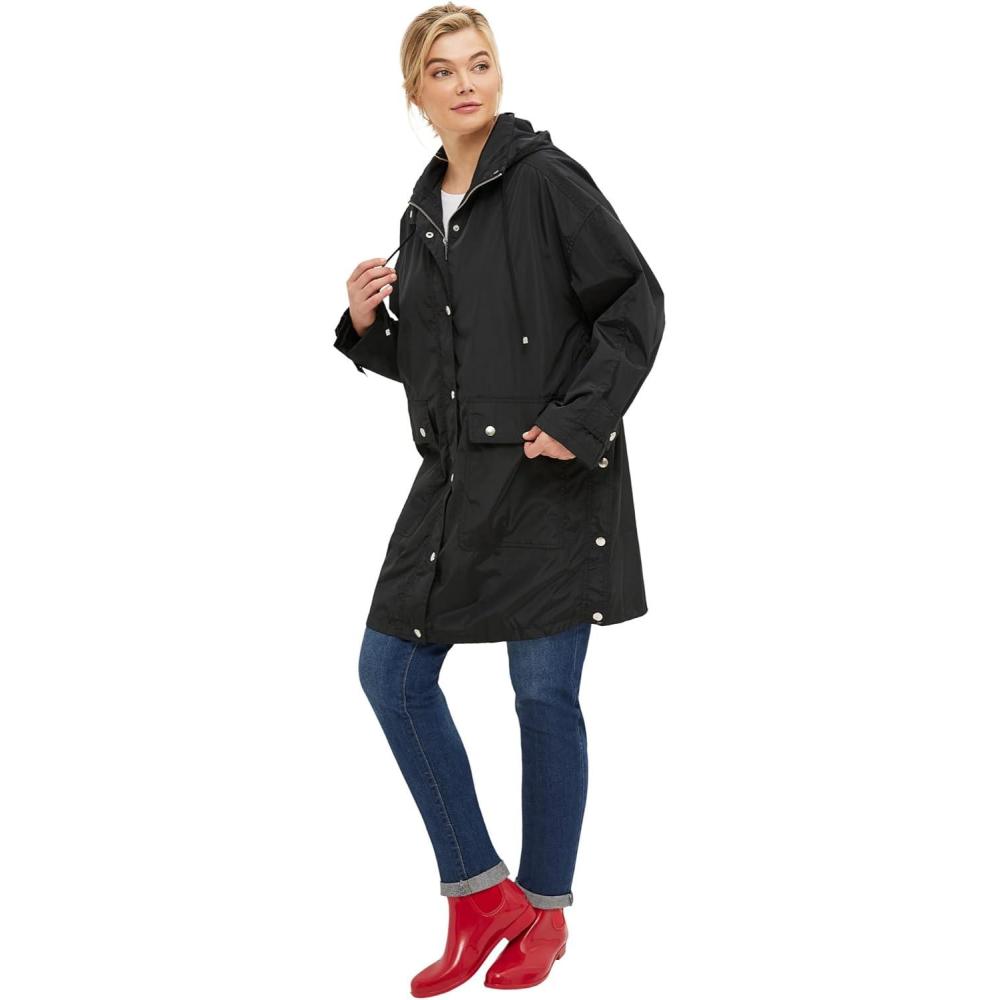 image:imageEllos Plus Size Hooded ALine RaincoatBlack