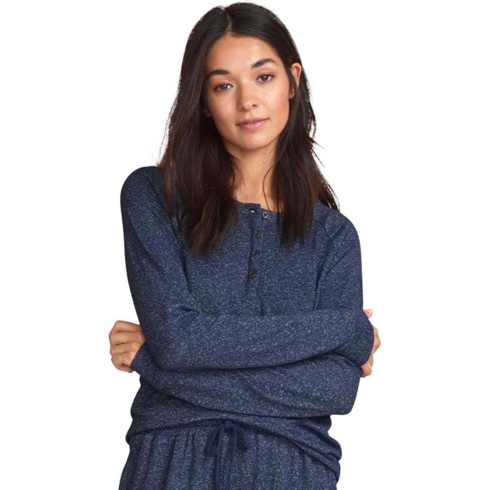 image:imageEllos Plus Size Marled Henley Lounge TopMarled Navy