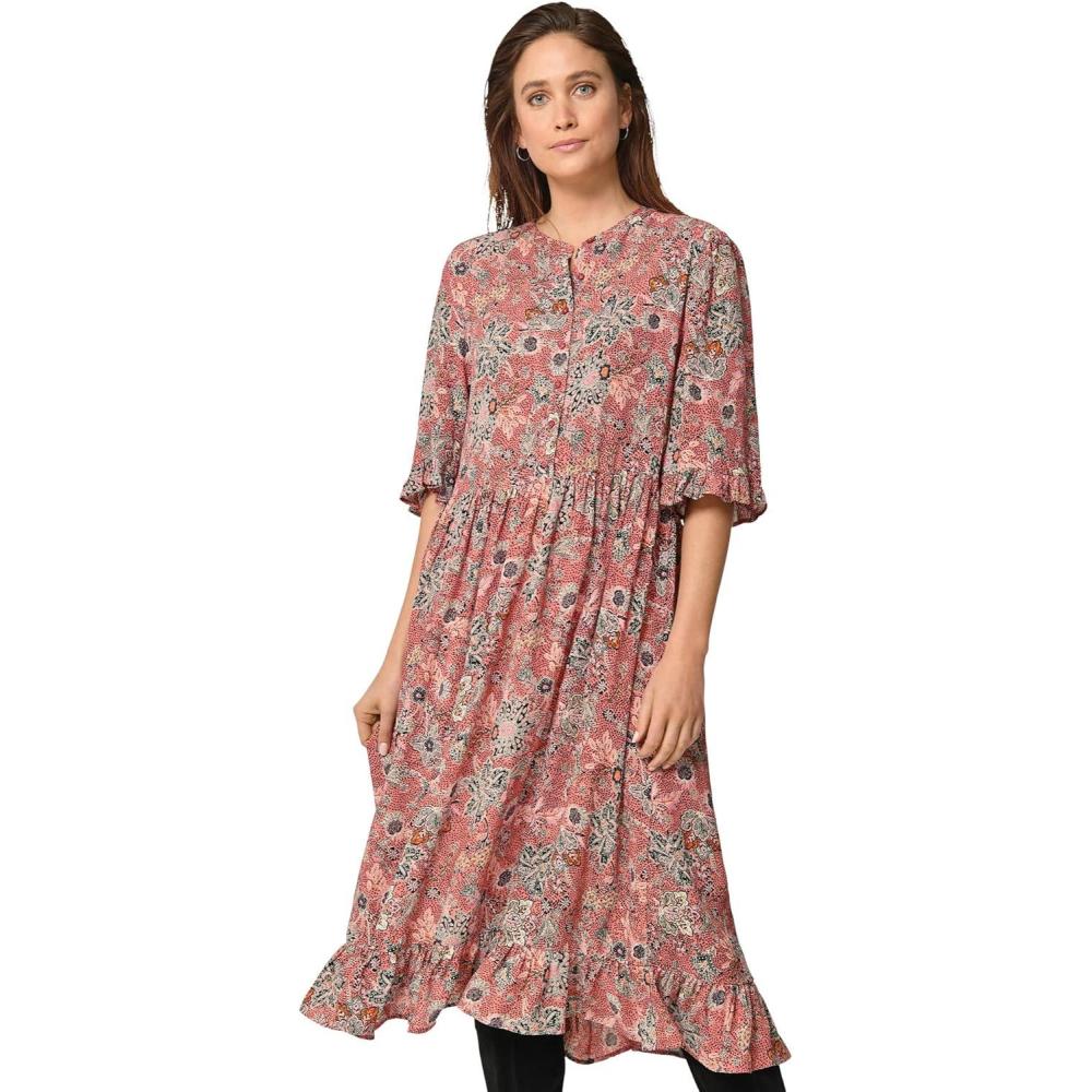 image:imageEllos Plus Size Ruffled Empire DressRose Multi Floral