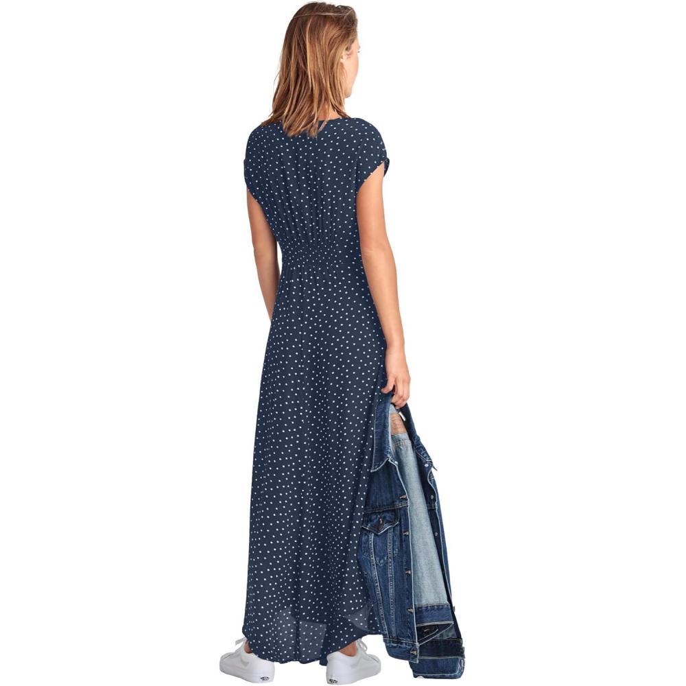 image:imageEllos Plus Size TieFront Maxi DressNavyWhite Dot