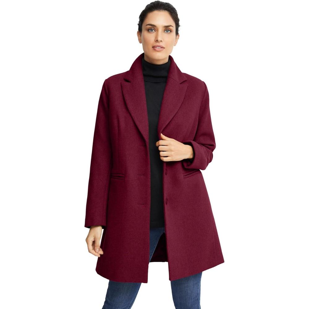 image:imageellos Plus Size Classic WoolBlend CoatMerlot