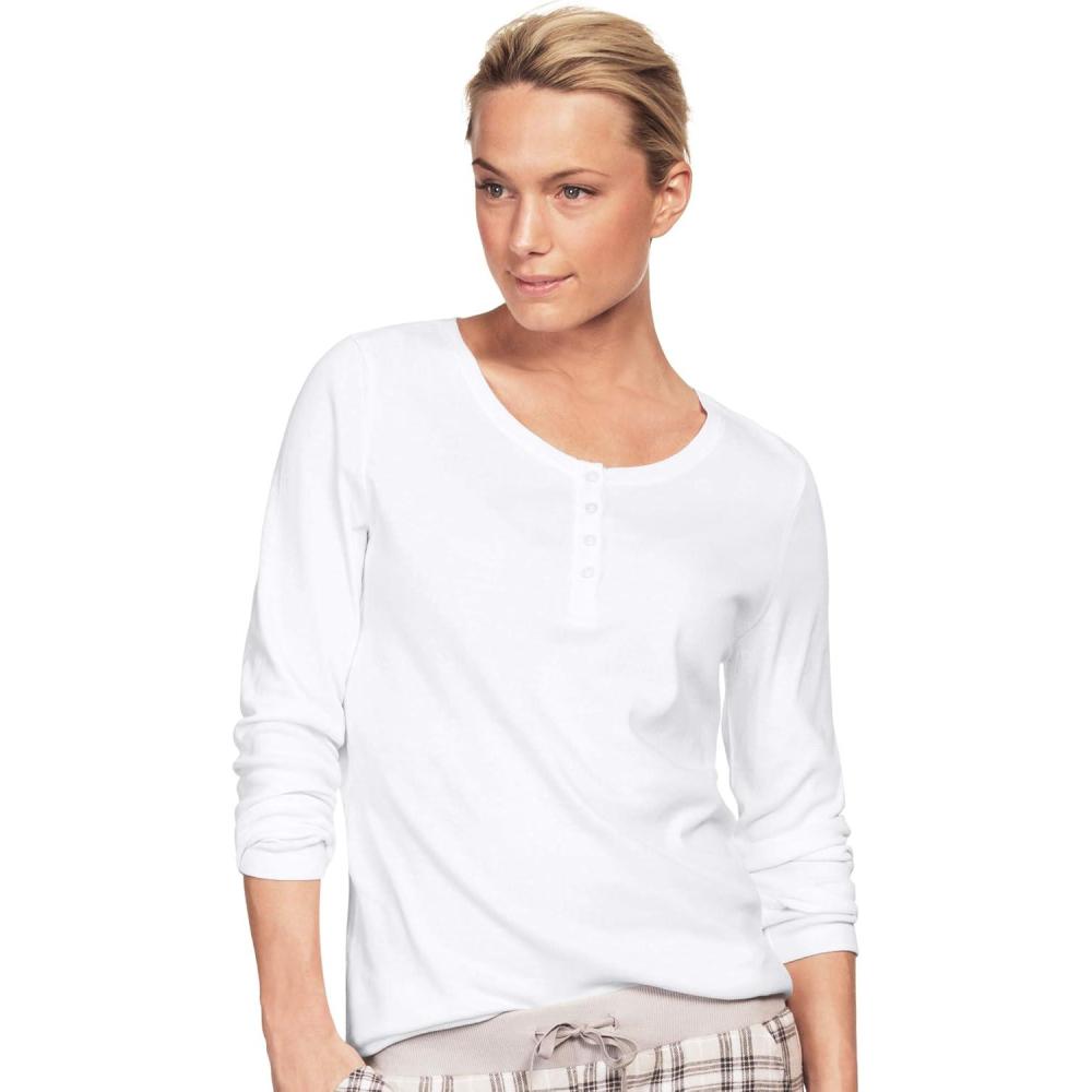 image:imageellos Plus Size Long Sleeve Henley Sleep TeeWhite