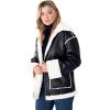 image:imageEllos Plus Size Reversible Faux Suede Sherpa JacketBlack Ivory